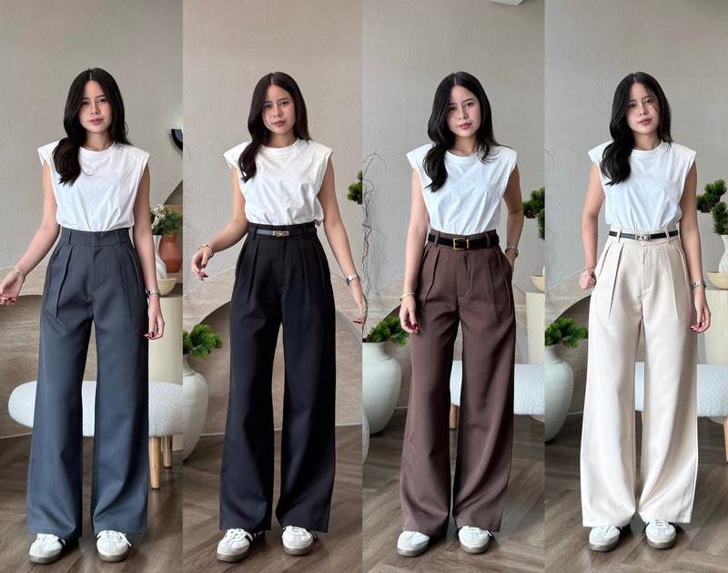 [MZ] กางเกงกระบอกใหญ่ เเต่งจีบทวิส ผ้าไมโคร เกรด Premium  unisex (S-3XL)