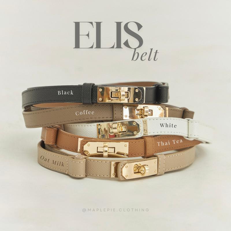 Maplepie - Elis Belt เข็มขัดหนังเส้นเล็กเอว 22-36” รูดปรับสายตามไซส์ ไม่ต้องเจาะรู